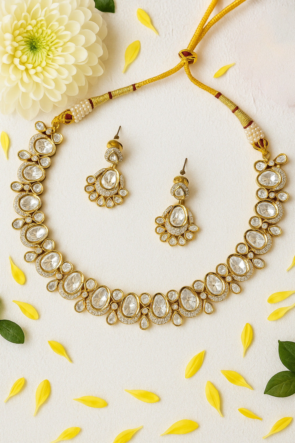 Majestic Grace Moissanite Polki Kundan Choker Set