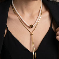 Golden Pearl Drop Anti-Tarnish Pendant