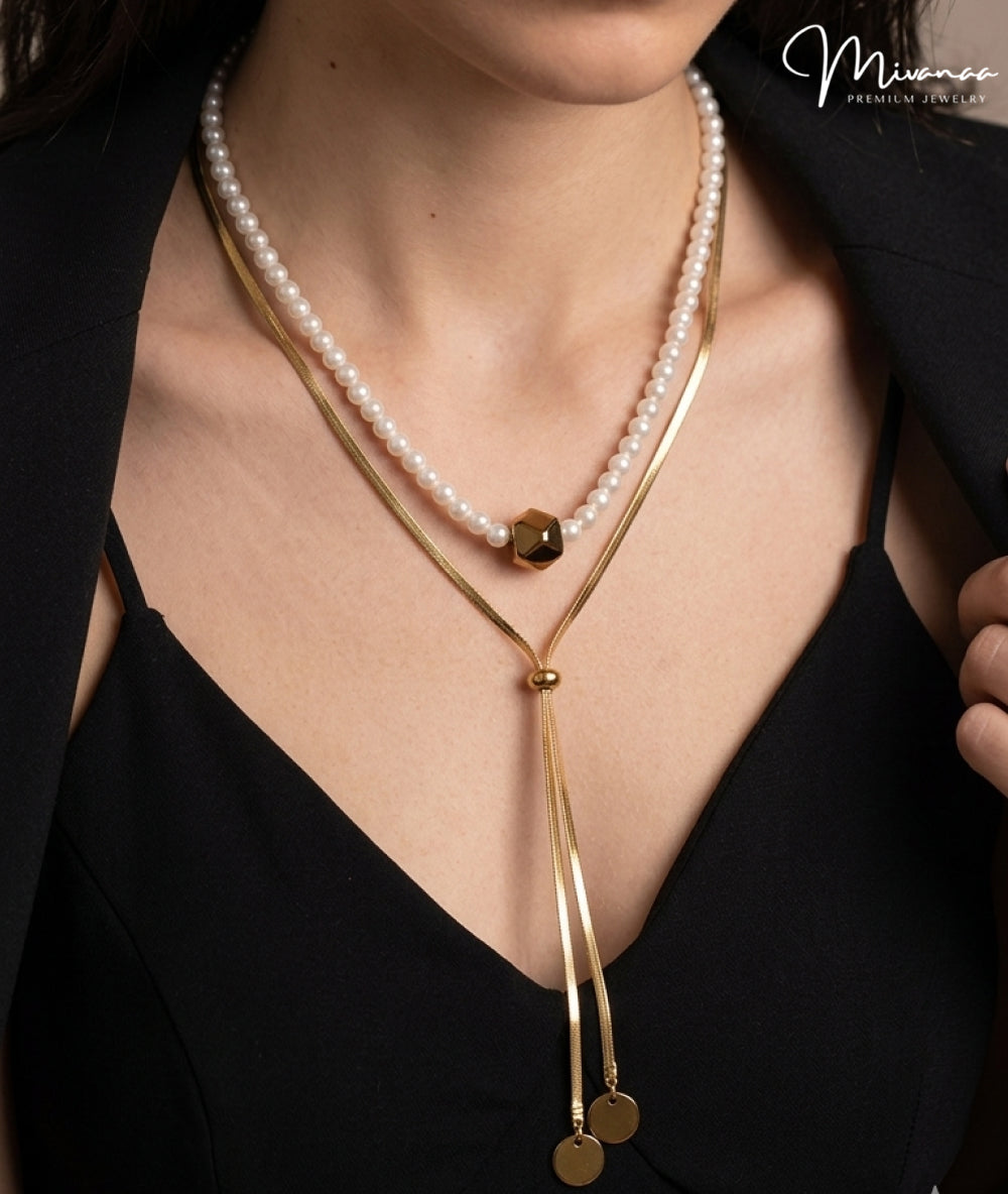 Golden Pearl Drop Anti-Tarnish Pendant
