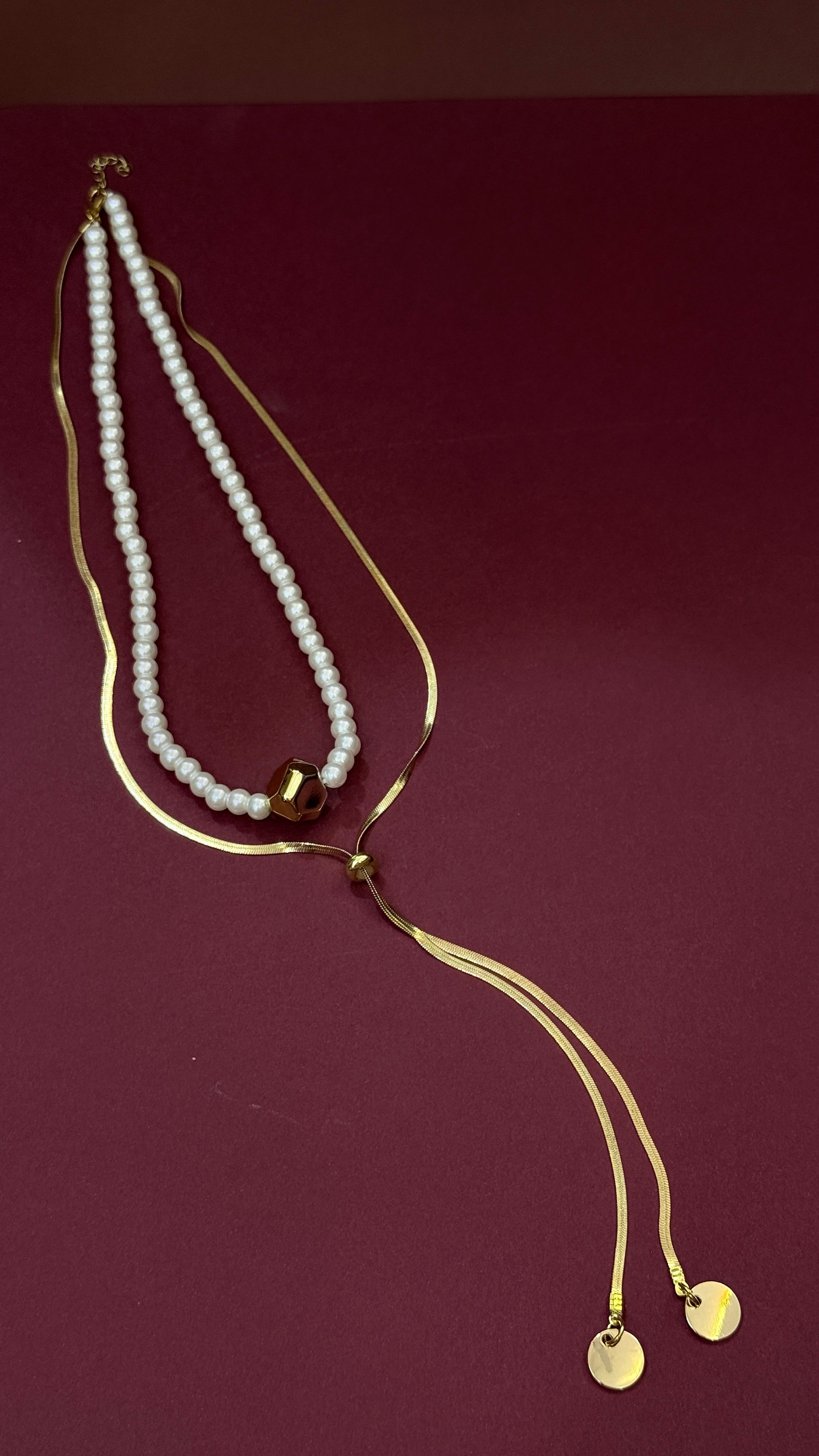 Golden Pearl Drop Anti-Tarnish Pendant