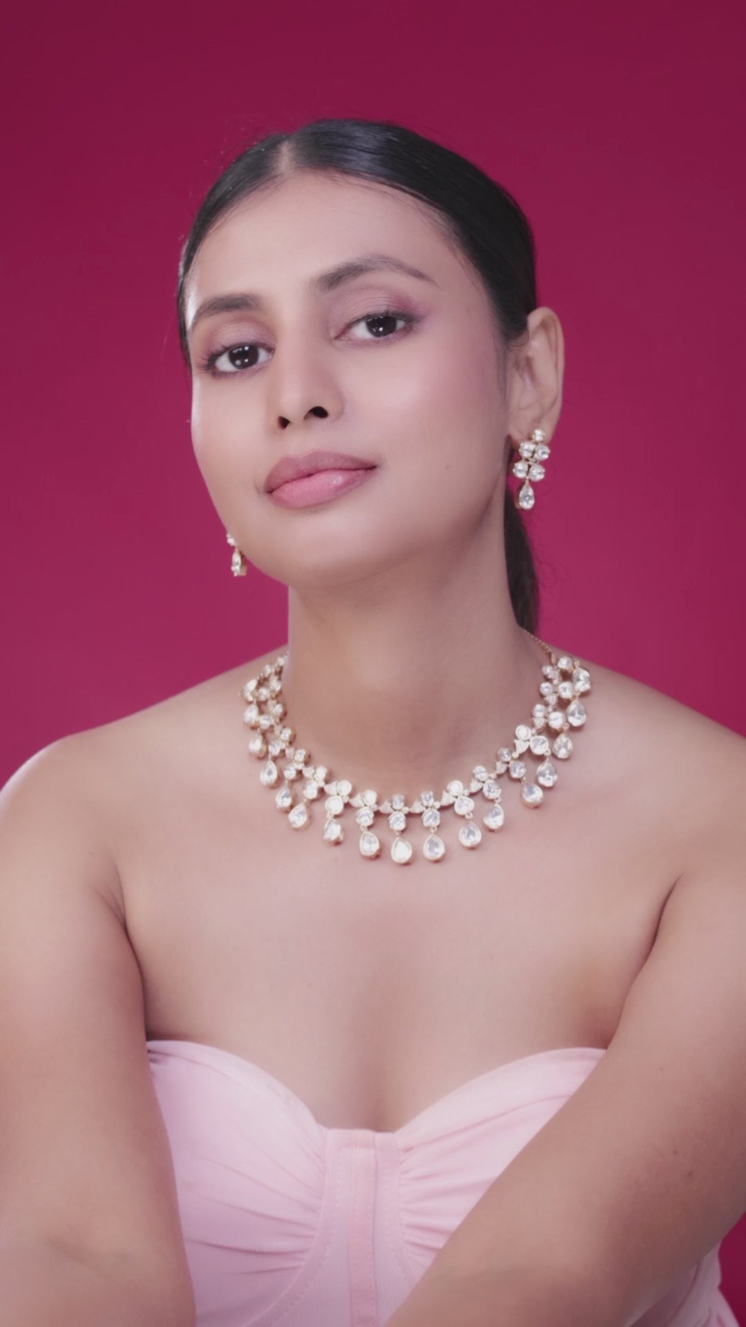 Elegant Real Polki Necklace Set