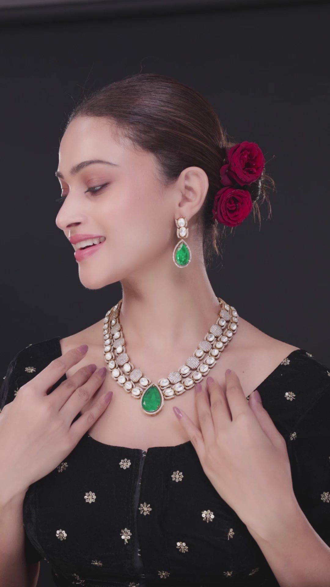 Emerald Doublet Kundan Necklace Set