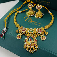 Traditional Multicolor Kundan Bridal Necklace Set with Jhumka Earrings