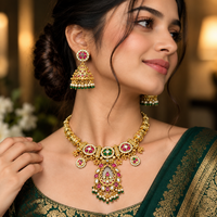 Traditional Multicolor Kundan Bridal Necklace Set with Jhumka Earrings
