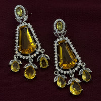 Yellow Crystal American Diamond Necklace Set